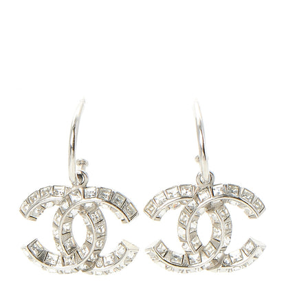 Chanel Baguette Crystal CC Dangle Earrings Silver 1 of 6