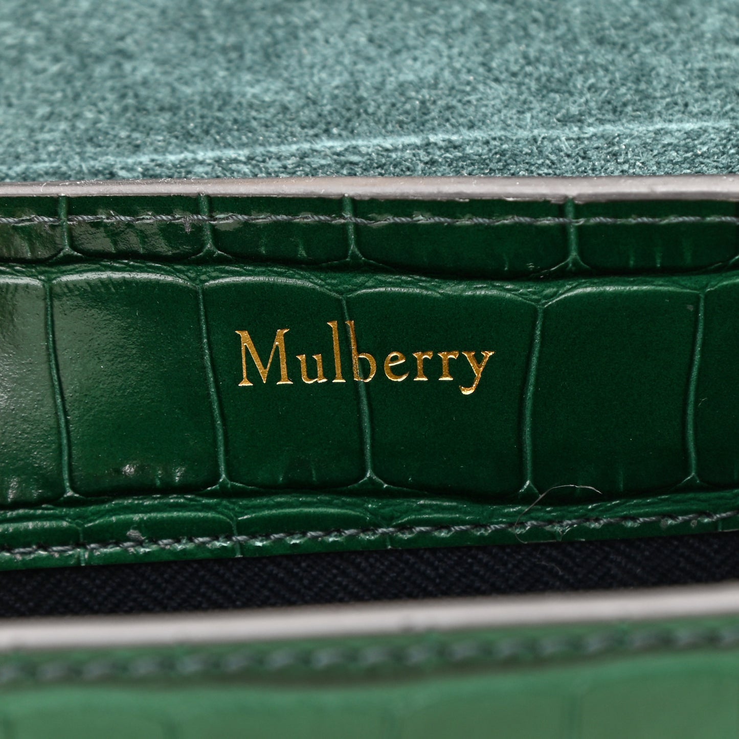 Shiny Croc Calfskin Embossed Micro Seaton Bayswater Green