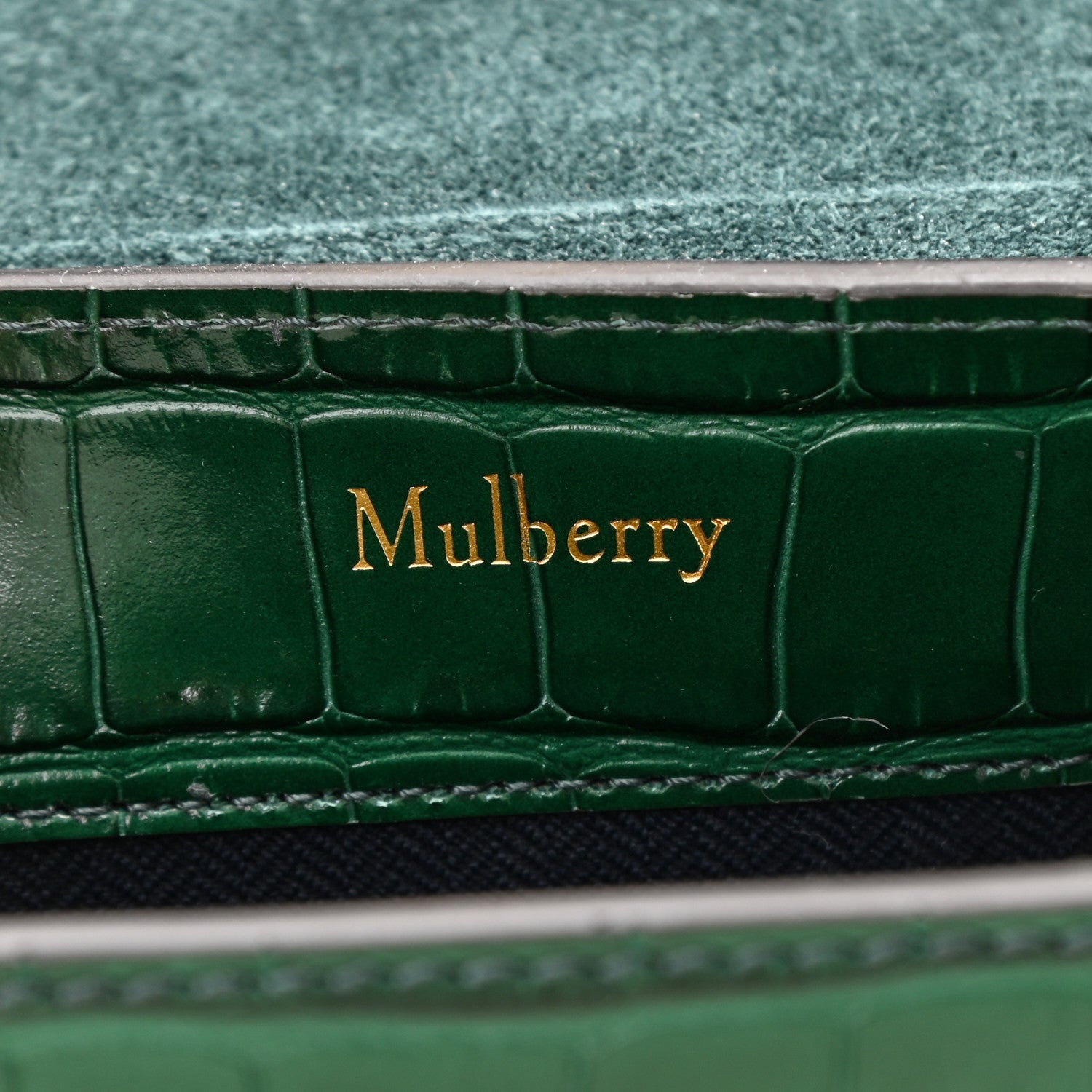 Mulberry Shiny Croc Calfskin Embossed Micro Seaton Bayswater Green 6 of 9