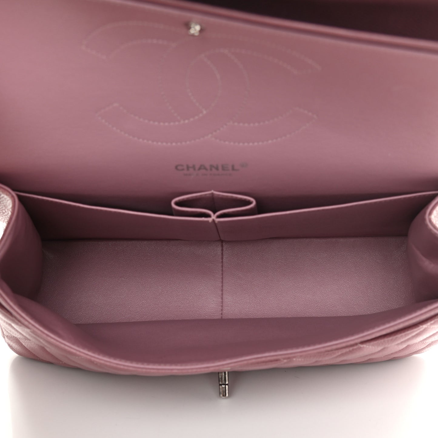 Caviar Quilted Jumbo Double Flap Light Purple