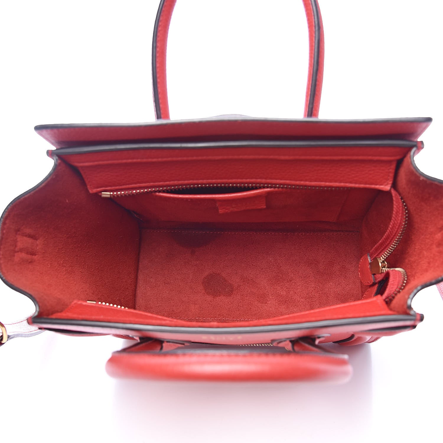 Celine Drummed Calfskin Nano Luggage Coquelicot 5 of 13