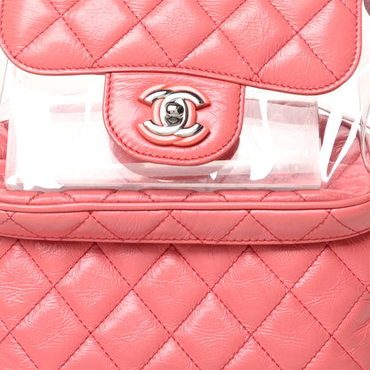 Chanel Crumpled Calfskin PVC Quilted Backpack Pink 9 of 15