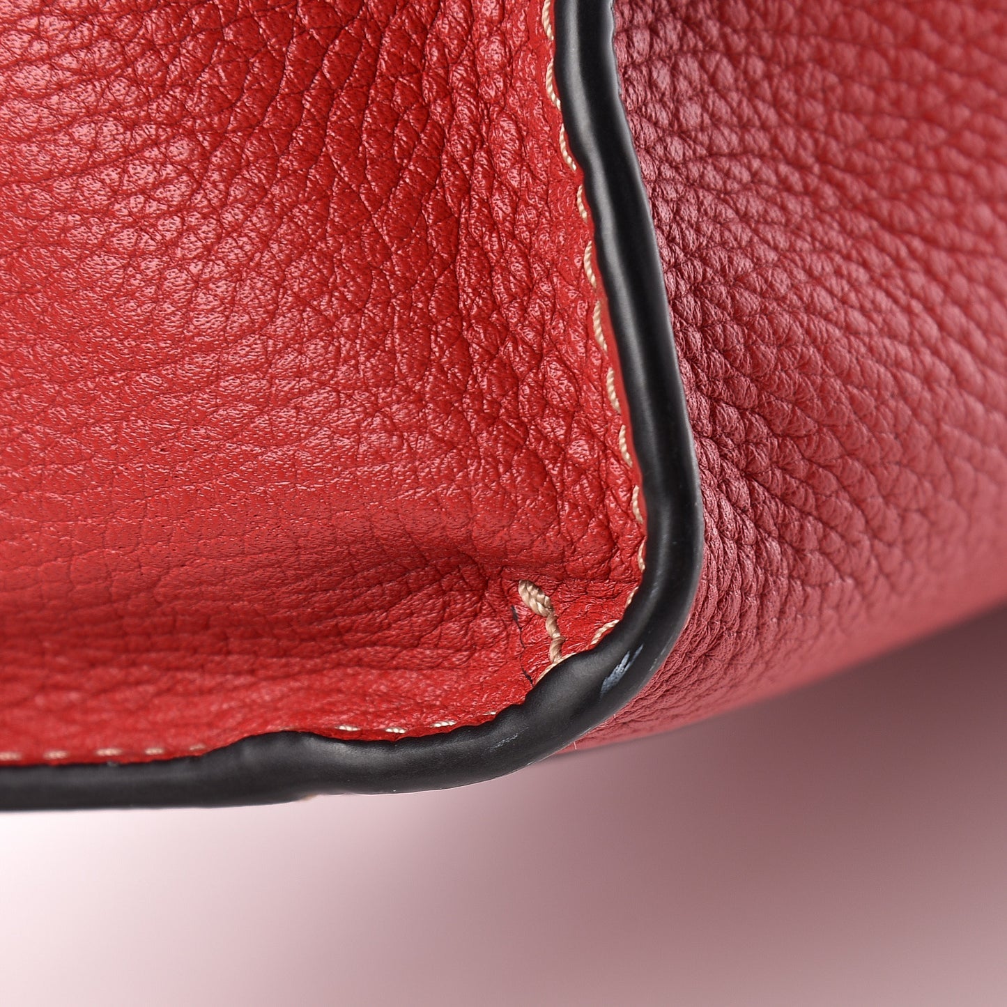 Grained Calfskin Grind Shopper Tote Red