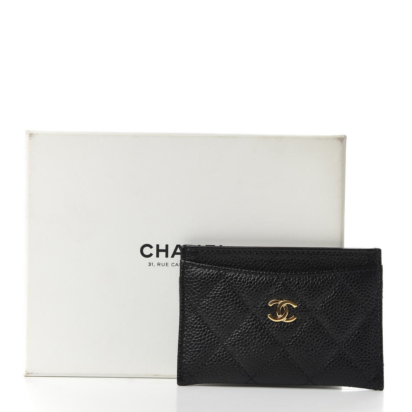 Caviar Quilted Card Holder Black