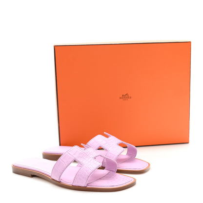 Hermes Matte Crocodile Oran Sandals 37 10 of 10