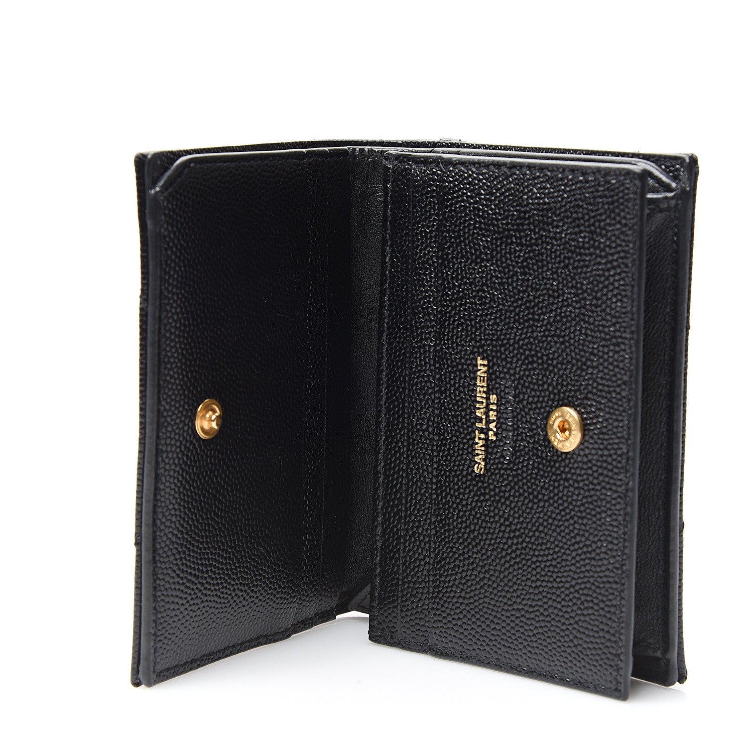 Saint Laurent Grain De Poudre Matelasse Chevron Monogram Card Case Black 4 of 6