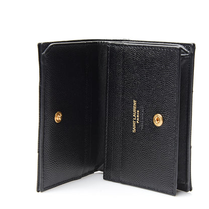 Saint Laurent Grain De Poudre Matelasse Chevron Monogram Card Case Black 4 of 6
