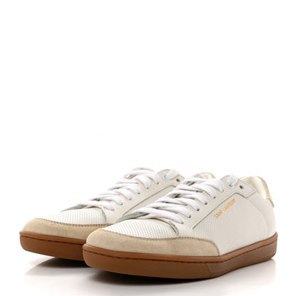 Saint Laurent Calfskin Perforated Suede SL10 Court Classic Low Top Sneakers 37 White 3 of 9