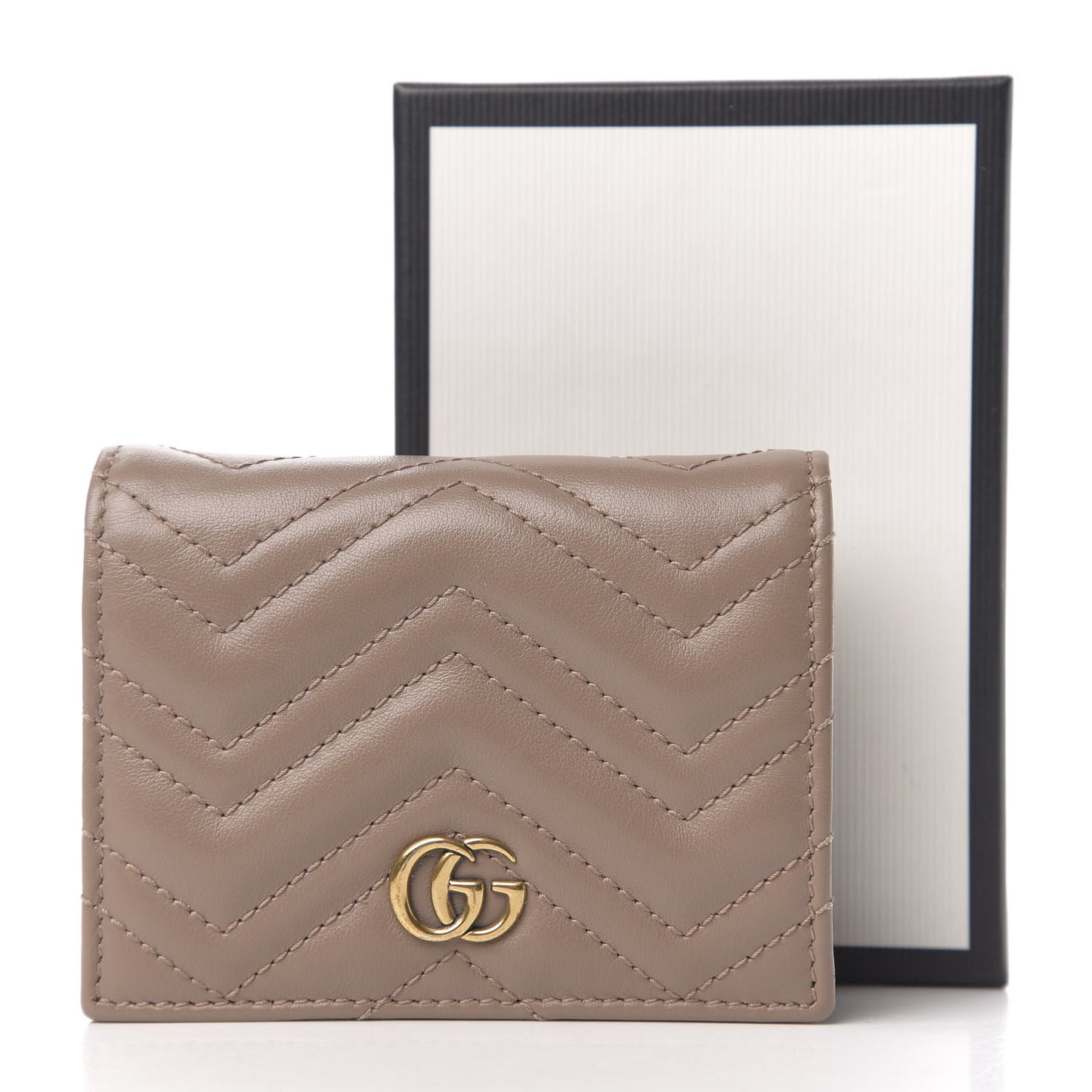Calfskin Matelasse GG Marmont Card Case Wallet Porcelain Rose