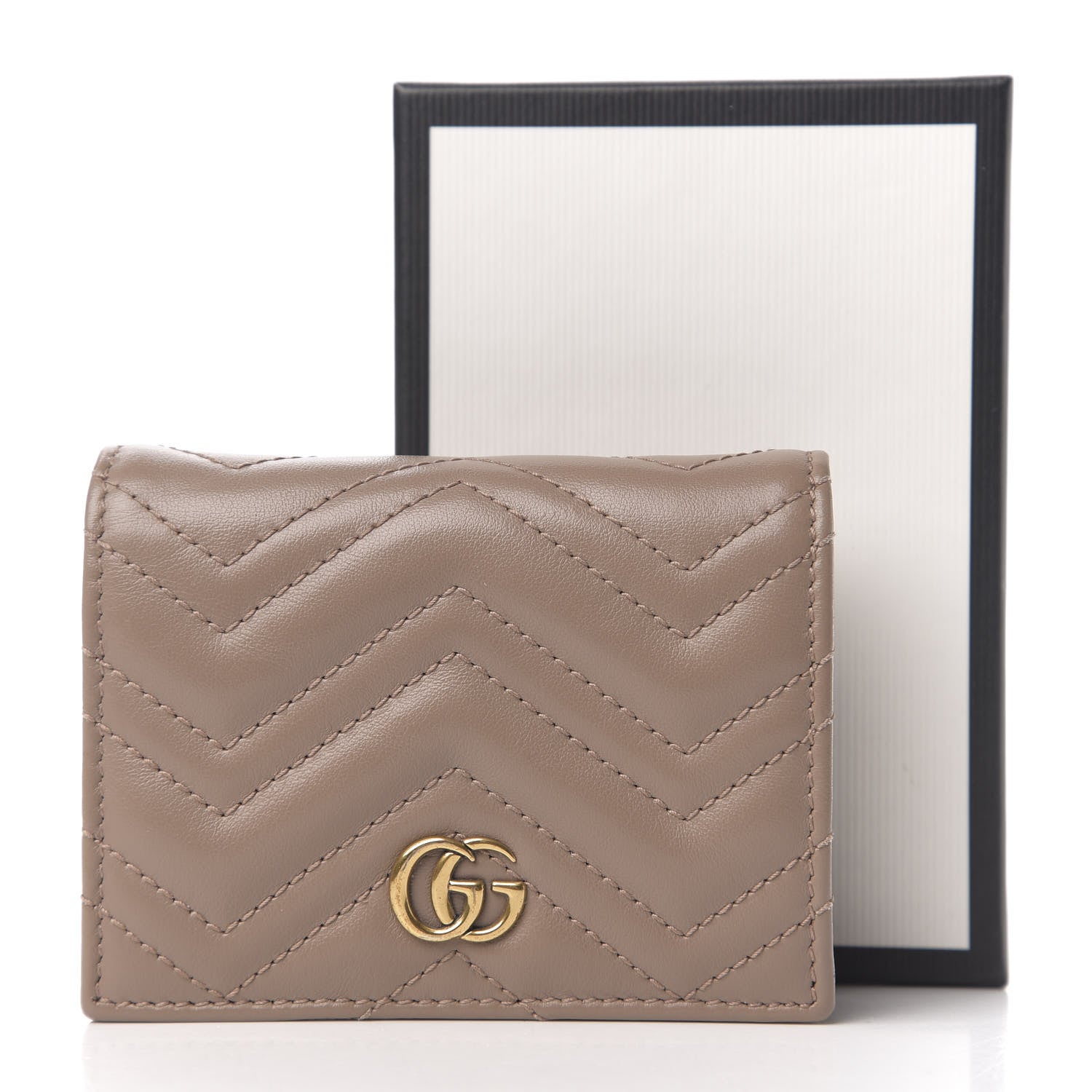 Gucci Calfskin Matelasse GG Marmont Card Case Wallet Porcelain Rose 7 of 7