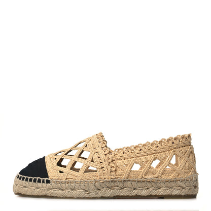 Chanel Raffia Fabric CC Espadrilles 37 Beige Black 1 of 9