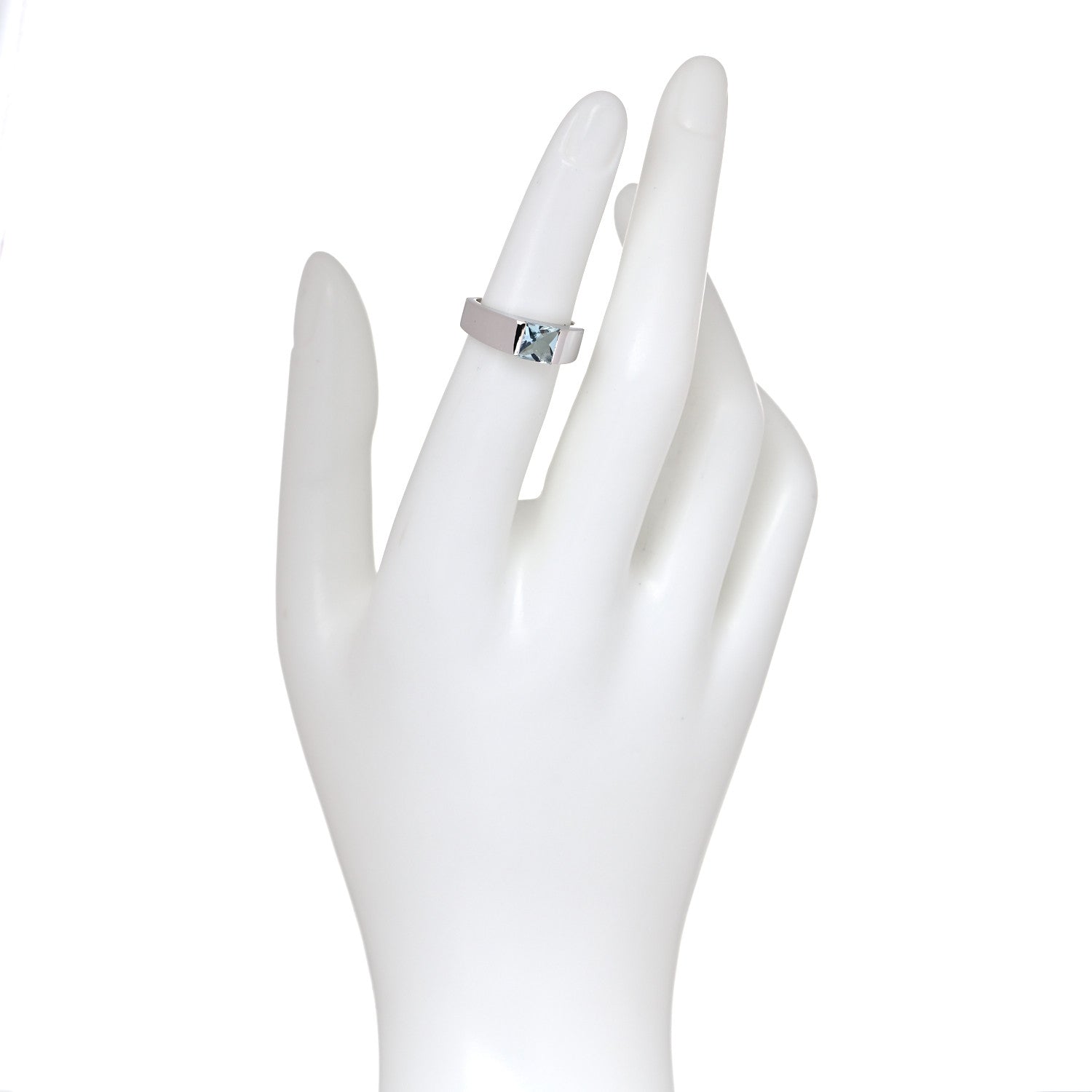 Cartier 18K White Gold Aquamarine Tank Ring 49 4.75 4 of 10