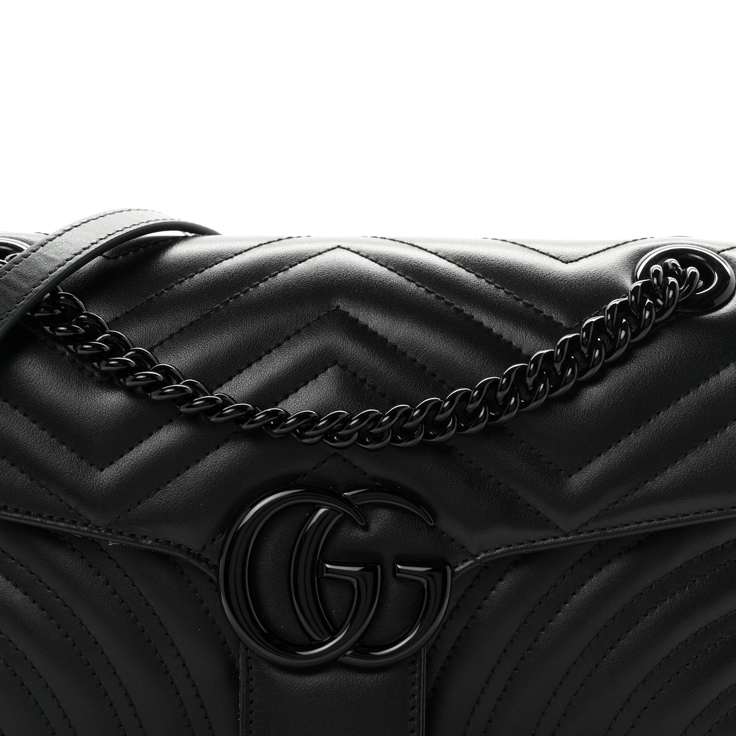 Calfskin Matelasse Monochrome Small GG Marmont Shoulder Bag Black