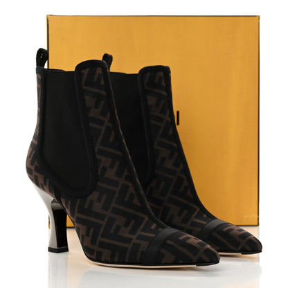 Fendi Mesh Tulle FF Colibri 85mm Ankle Booties 40 Tobacco Moro Black 8 of 8