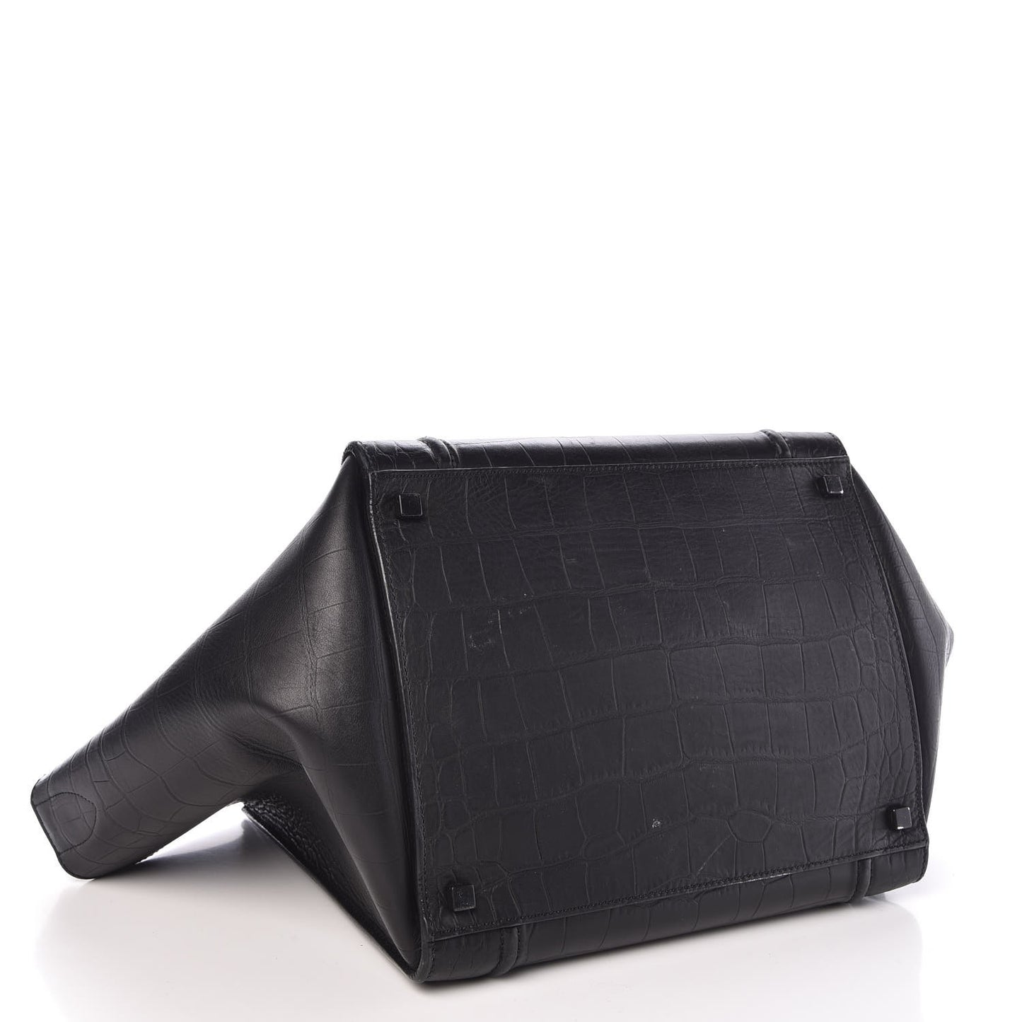 Crocodile Embossed Calfskin Medium Phantom Luggage Black