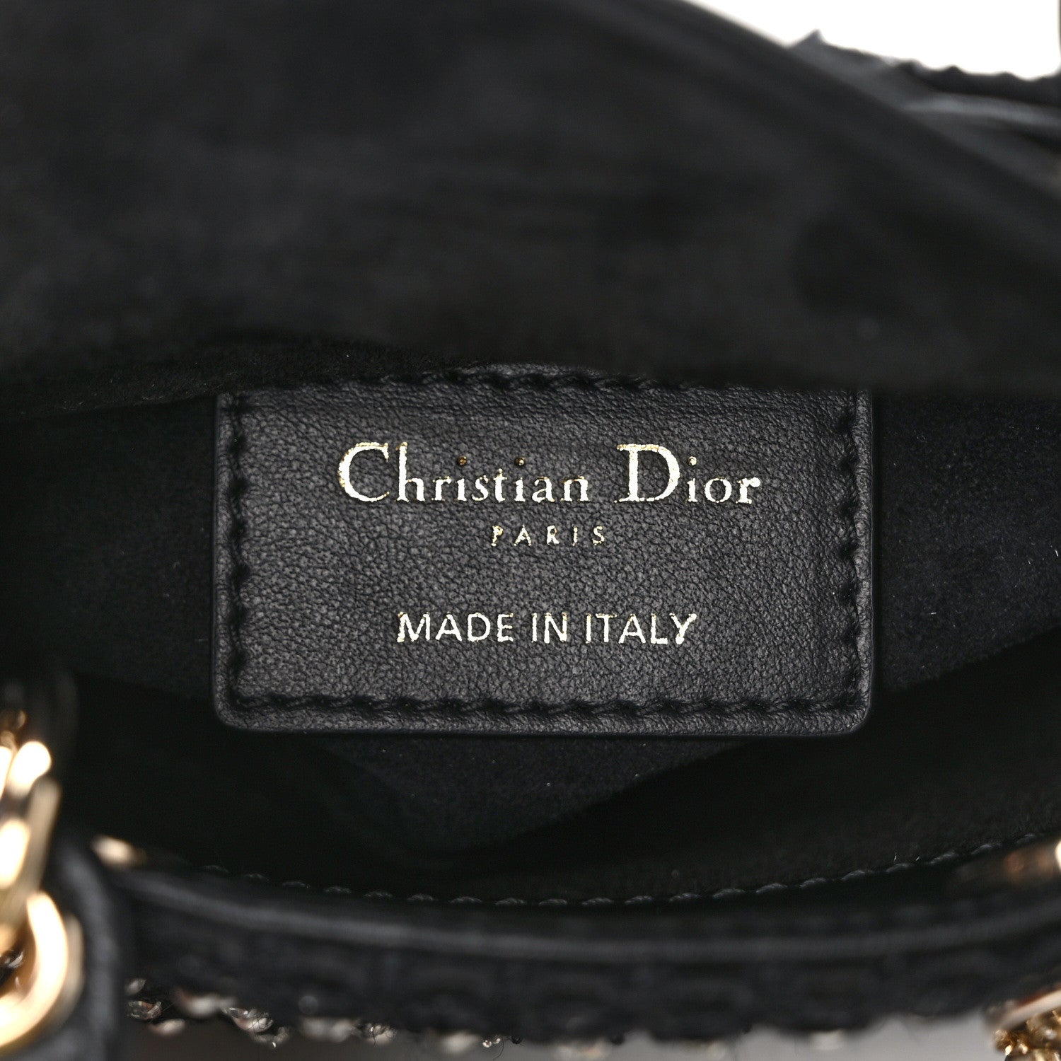 Christian Dior Fabric Embroidered Crystal Pearl Mirror Micro Lady Dior Black 6 of 13