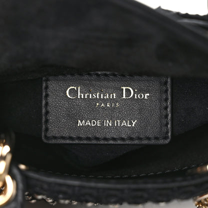 Christian Dior Fabric Embroidered Crystal Pearl Mirror Micro Lady Dior Black 6 of 13