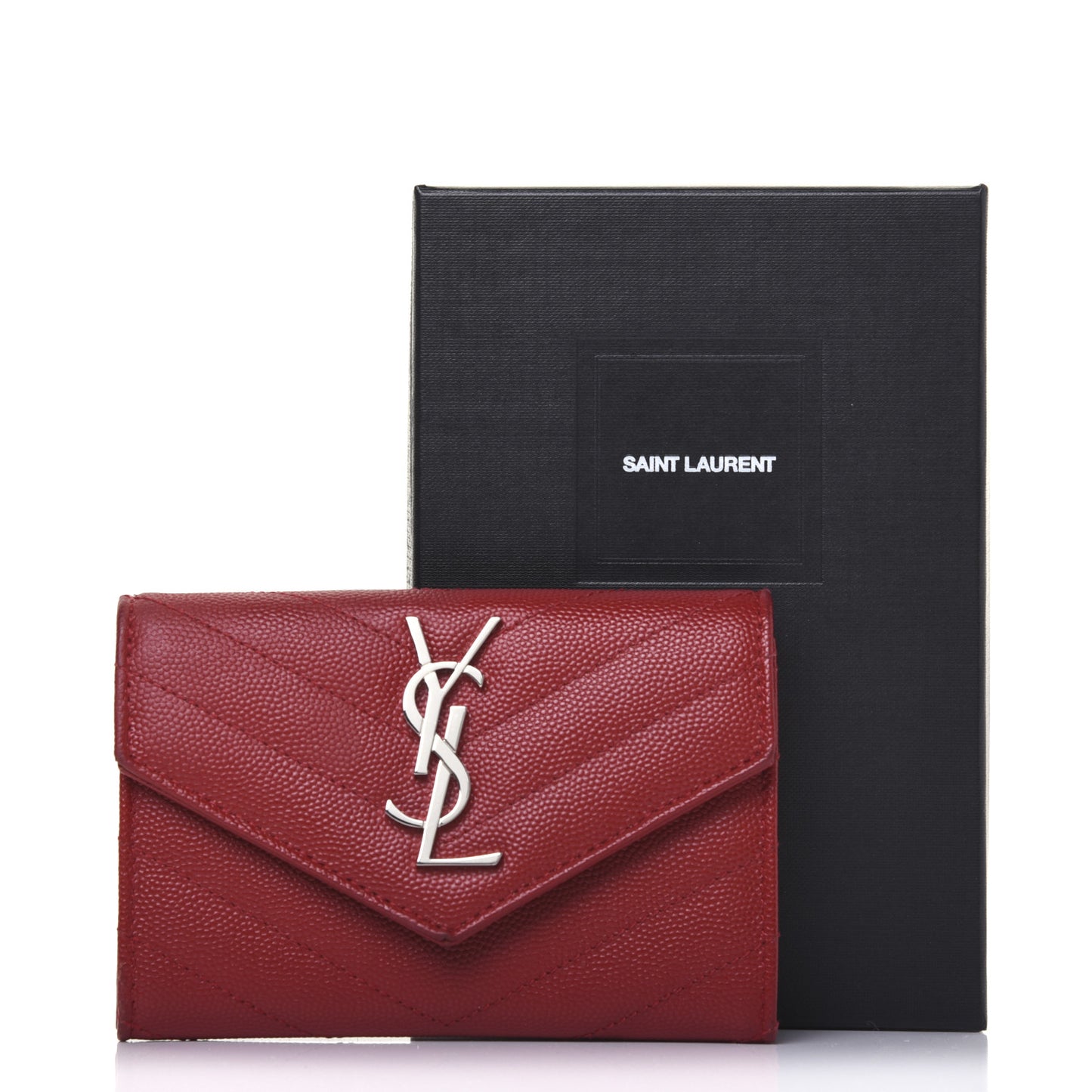 Grain De Poudre Matelasse Chevron Small Monogram Envelope Wallet New Red