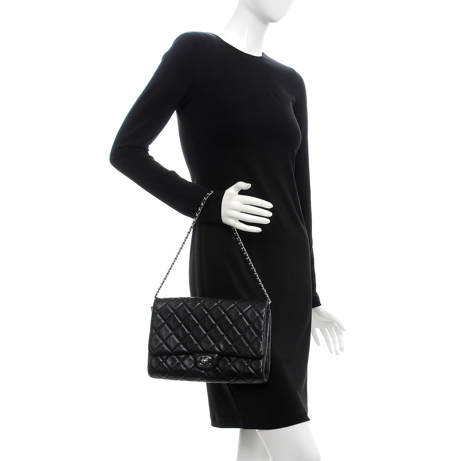 Chanel Caviar Quilted Clutch With Chain Flap Black 2 of 8