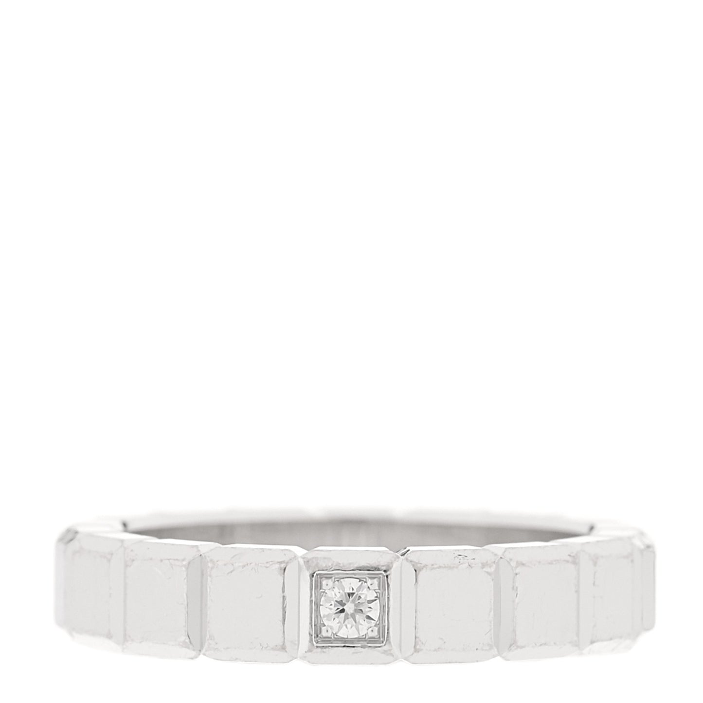 18K White Gold Diamond Ice Cube Band Ring 52 6