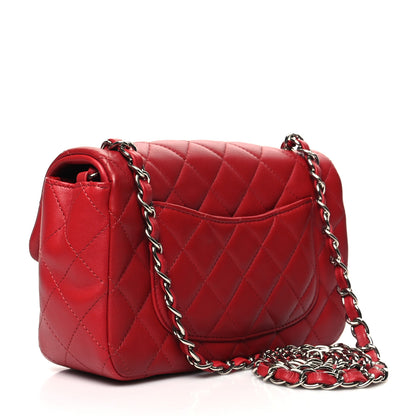 Chanel Lambskin Quilted Mini Rectangular Flap Red 3 of 13