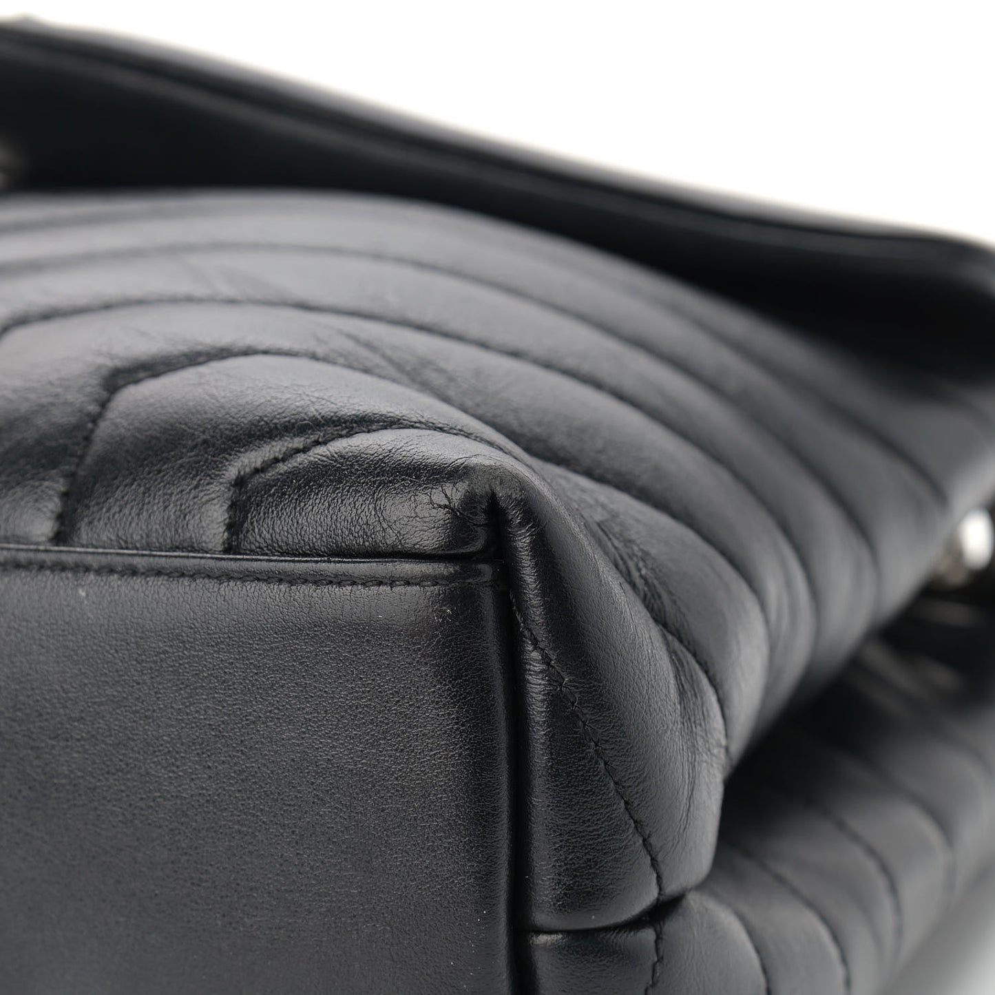 Calfskin Y Quilted Monogram Medium Loulou Chain Satchel Black