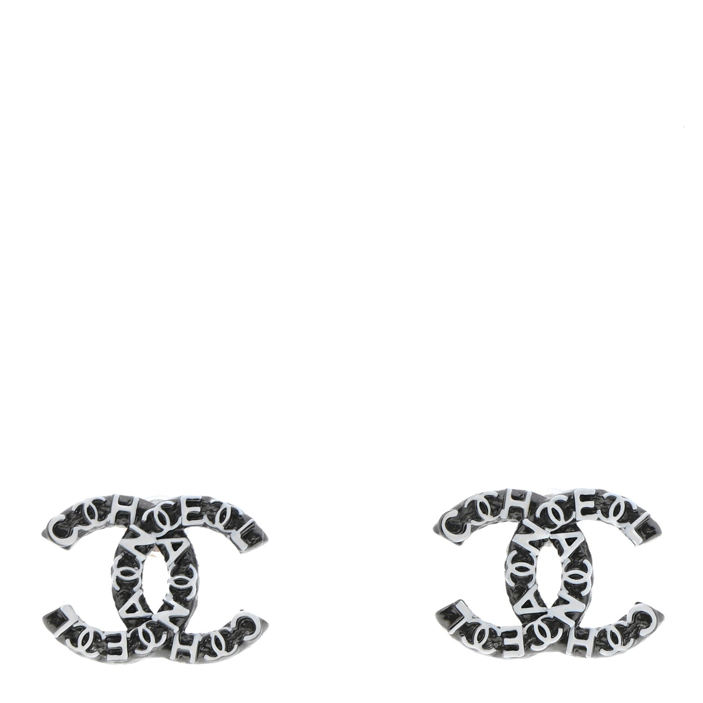 CC Earrings Ruthenium White Silver