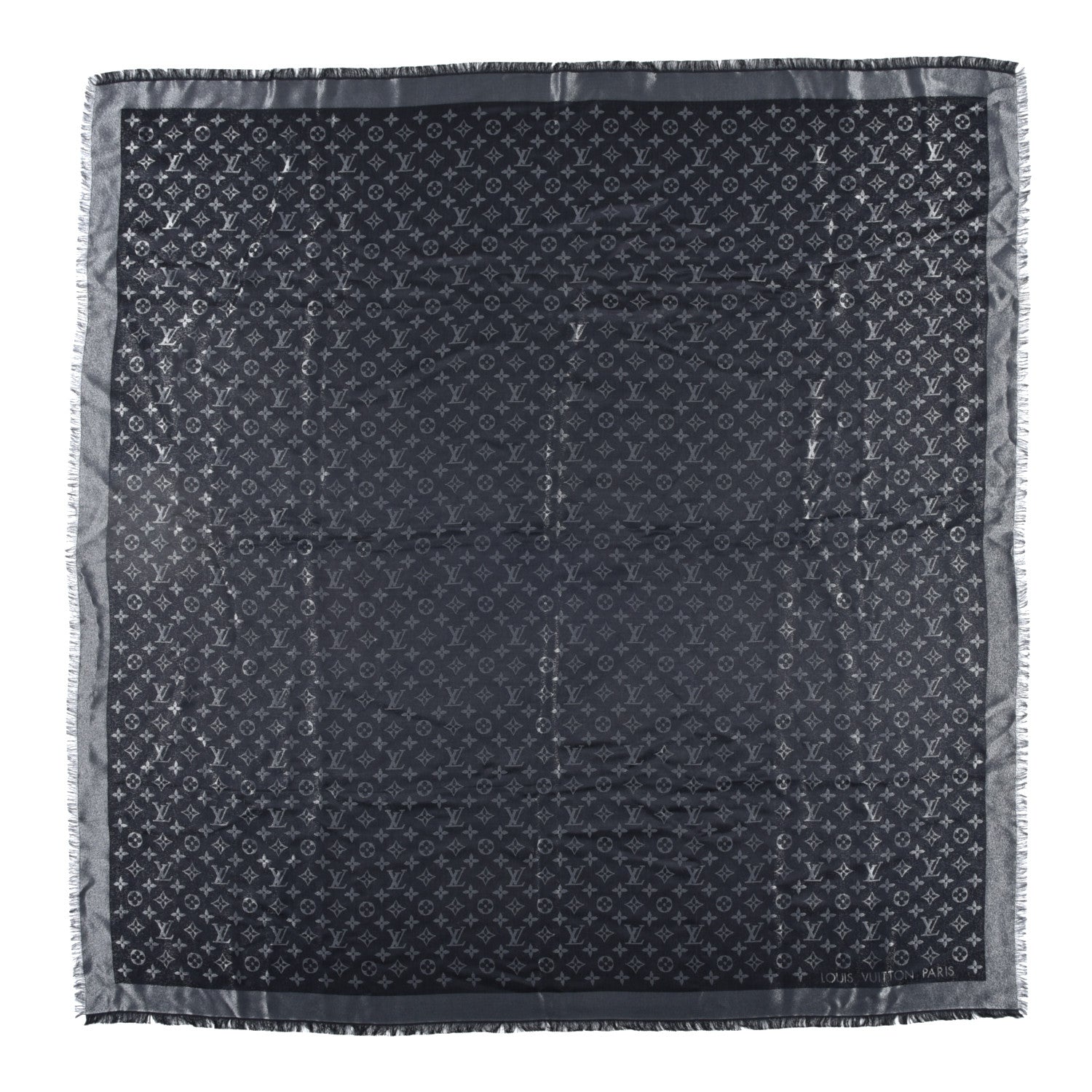 Louis Vuitton Silk Lurex Wool Monogram Shine Shawl Black 1 of 3