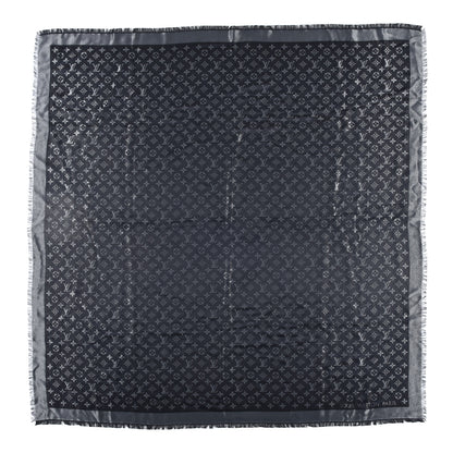 Louis Vuitton Silk Lurex Wool Monogram Shine Shawl Black 1 of 3