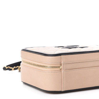 Chanel Caviar Quilted Medium CC Filigree Vanity Case Beige Black 8 of 10