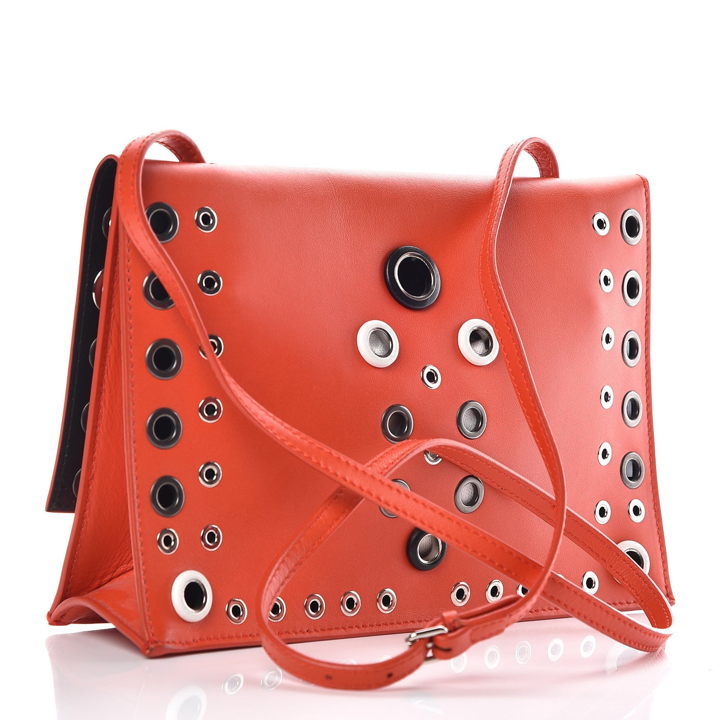 Smooth Calfskin Grommet Small Lunch Bag Orange