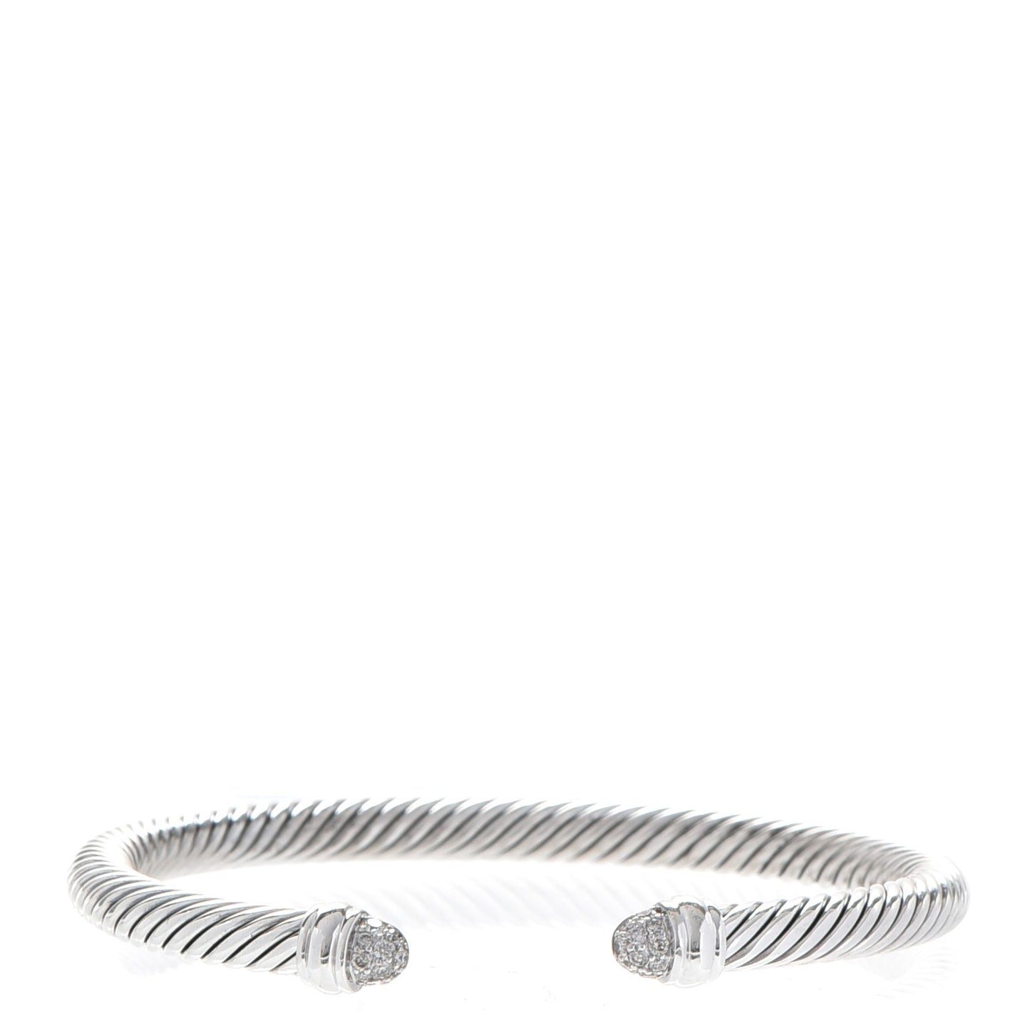 Sterling Silver Pave Diamond 5mm Cable Classics Bracelet