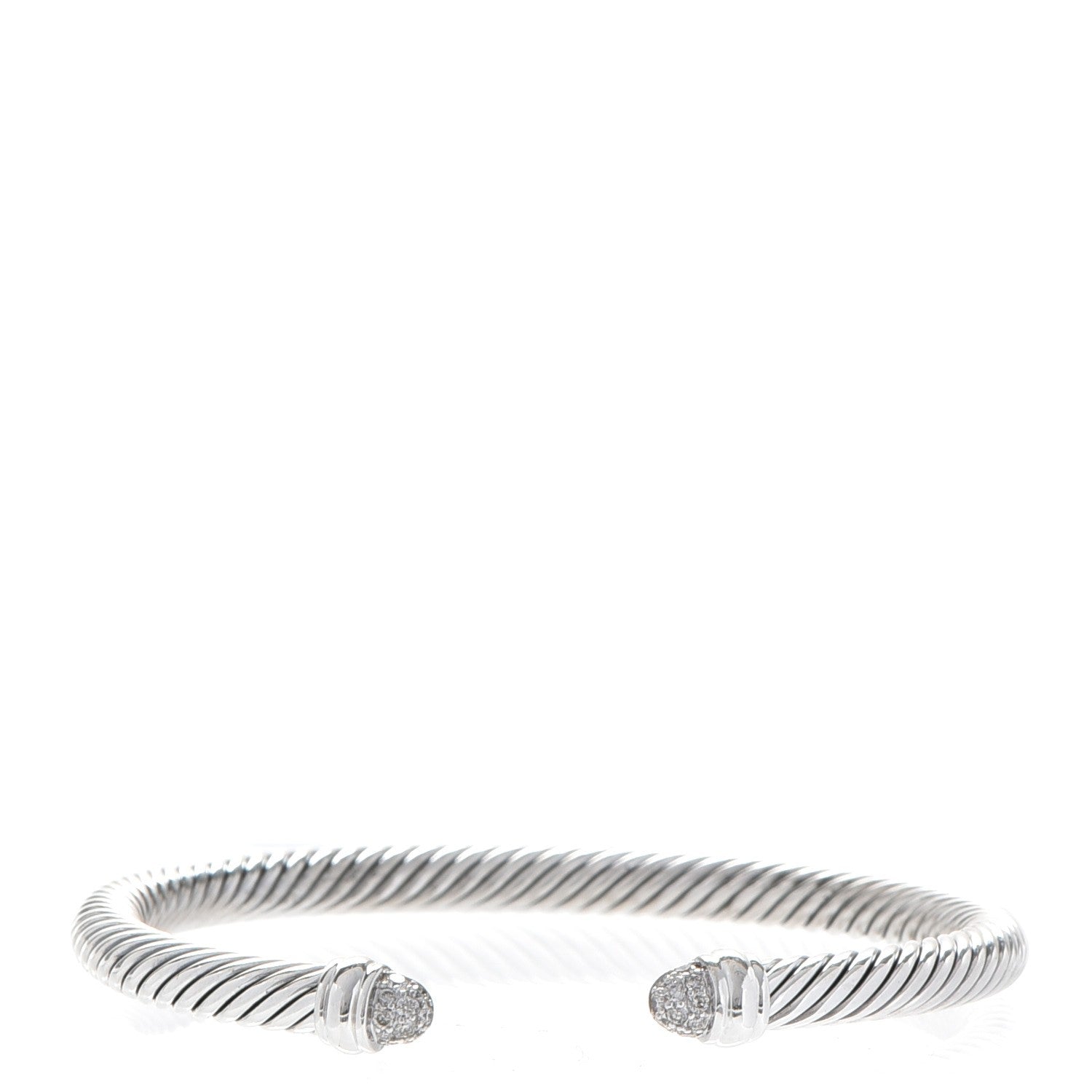 David Yurman Sterling Silver Pave Diamond 5mm Cable Classics Bracelet 1 of 5