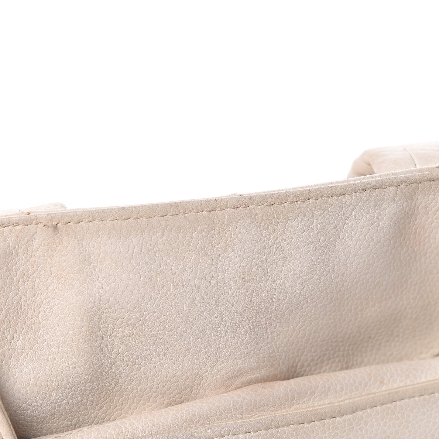 Caviar Square Stitched Large Tote White