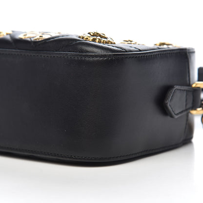 Gucci Calfskin Matelasse Animal Studs Small GG Marmont Chain Shoulder Bag Black 9 of 10