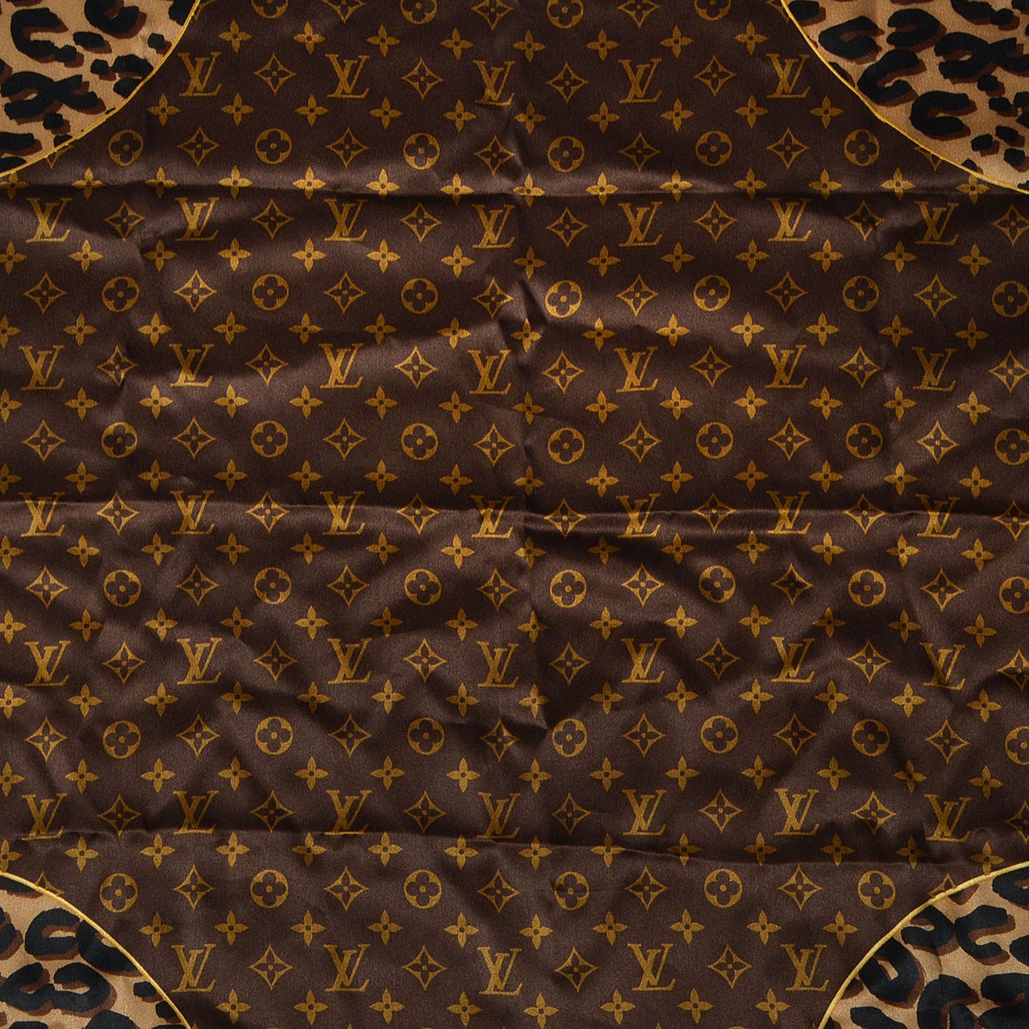 Silk Leopard and Monogram Square Scarf
