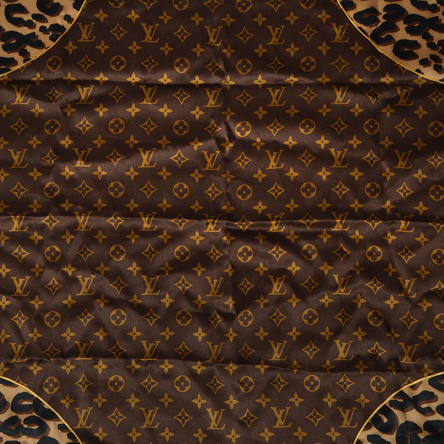 Louis Vuitton Silk Leopard and Monogram Square Scarf 1 of 5