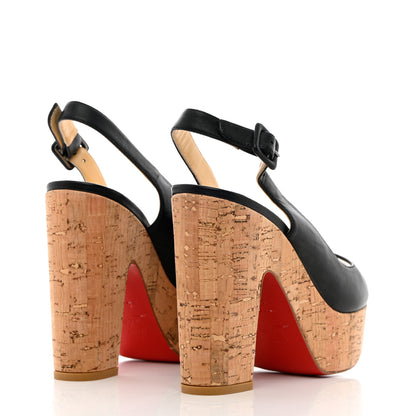 Christian Louboutin Calfskin Cork Dona Anna 120 Wedges 38 Black Natural 4 of 11