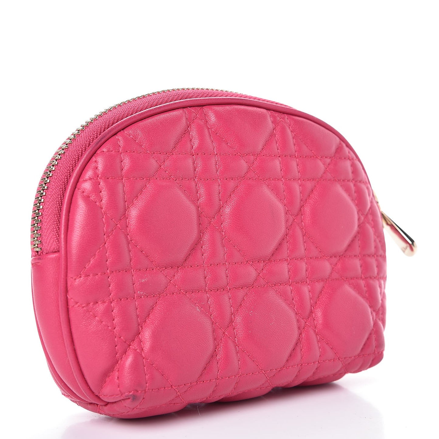 Lambskin Cannage Cosmetic Case Fuchsia