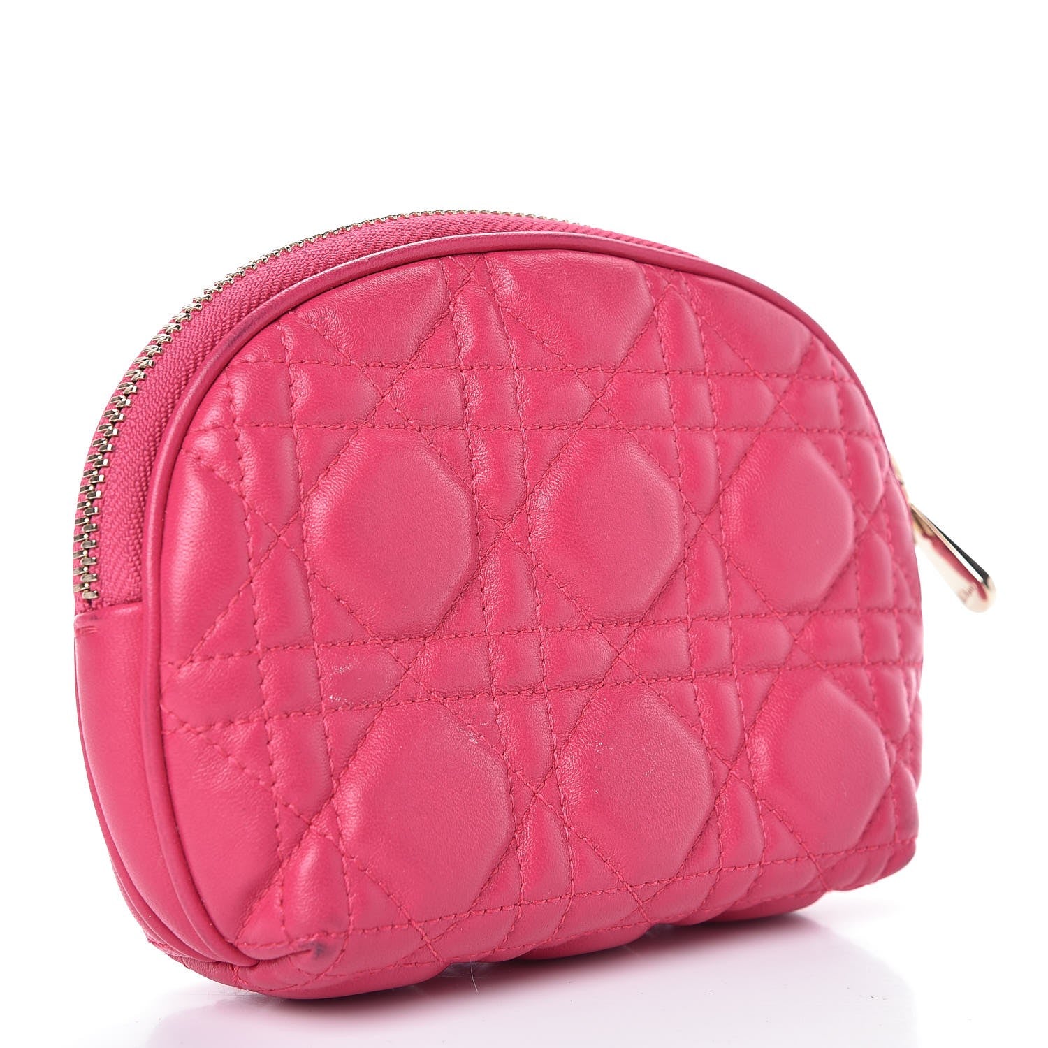 Christian Dior Lambskin Cannage Cosmetic Case Fuchsia 3 of 7