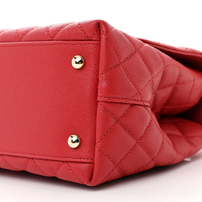 Chanel Caviar Lizard Embossed Quilted Small Coco Handle Flap Red 11 of 14