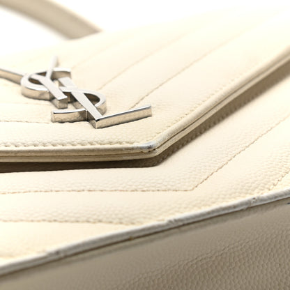 Saint Laurent Grain De Poudre Matelasse Chevron Monogram Envelope Chain Wallet Porcellana 14 of 15