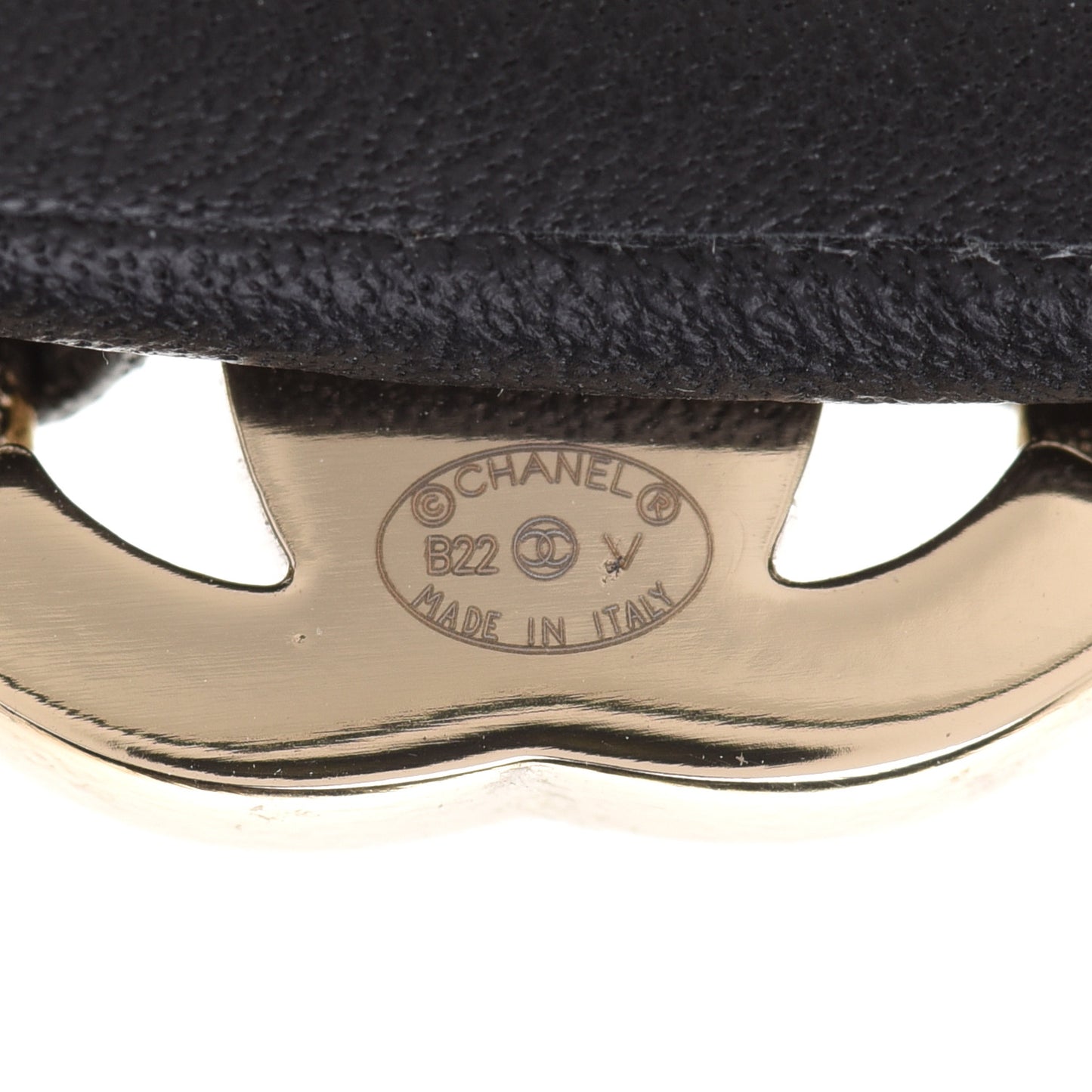 Metal Lambskin CC Turnlock Chain Headband Gold Black
