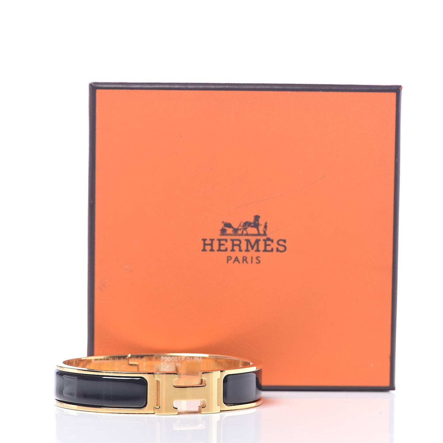 Enamel Narrow Clic Clac H Bracelet PM Black