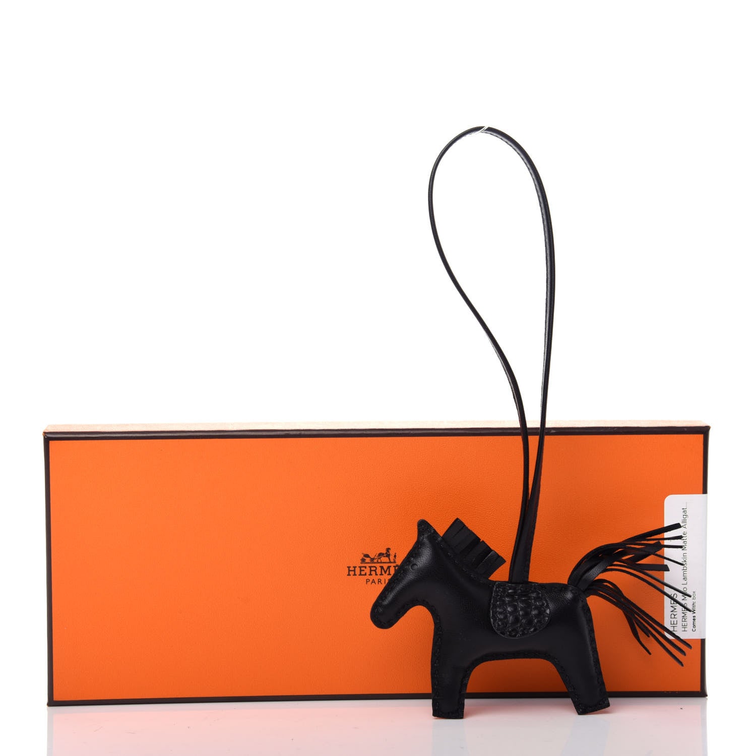 Hermes Milo Lambskin Matte Alligator Touch Grigri Rodeo Horse Bag Charm PM So Black 4 of 4