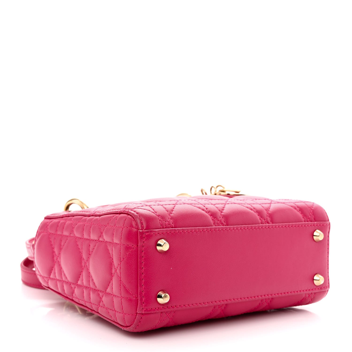Christian Dior Lambskin Cannage Mini Lady Dior Fuchsia 4 of 15