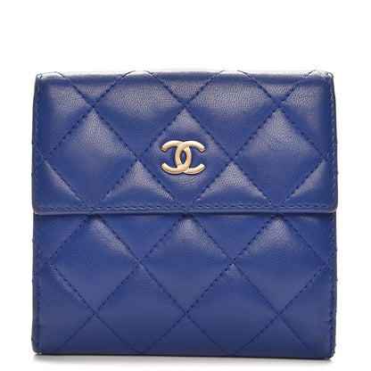 Chanel Lambskin Quilted Compact French Flap Wallet Blue 1 of 11