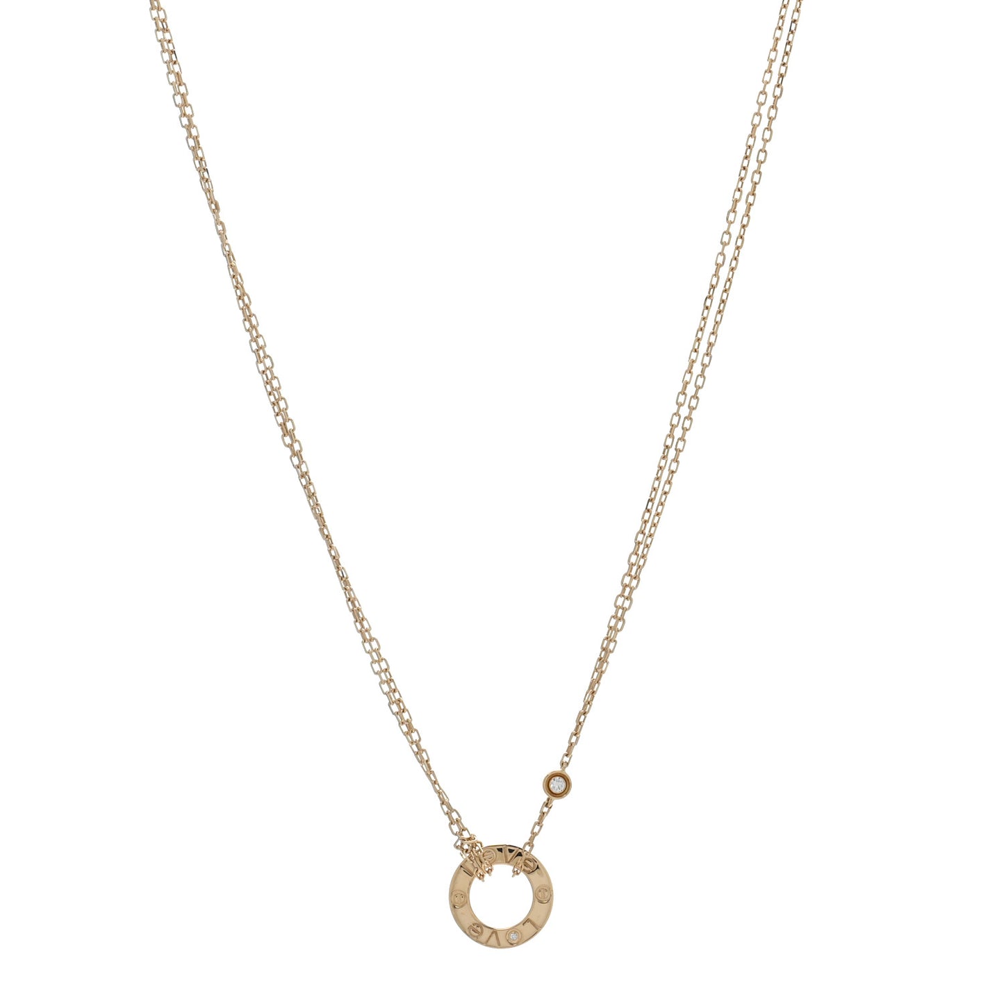 18K Yellow Gold 2 Diamond LOVE Necklace