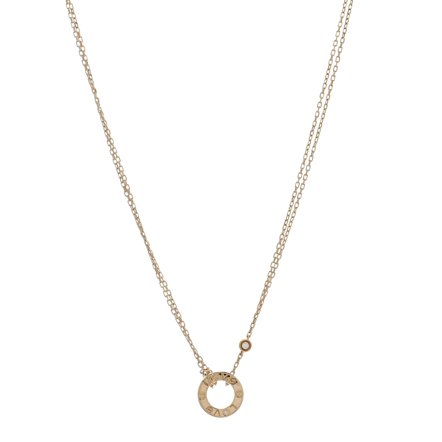 Cartier 18K Yellow Gold 2 Diamond LOVE Necklace 1 of 4
