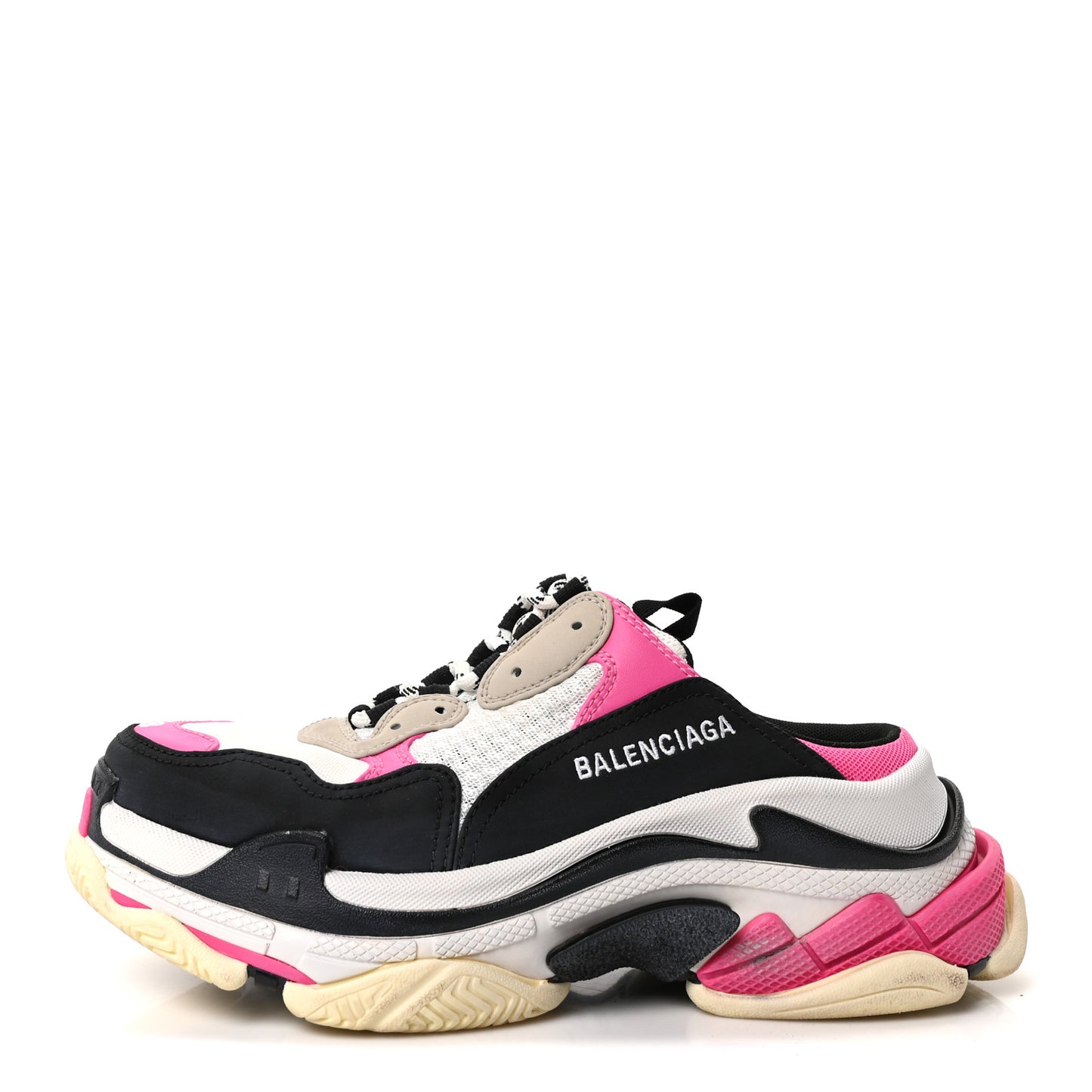 Fabric Mesh Womens Triple S Mule Sneakers 38 White Pink Black